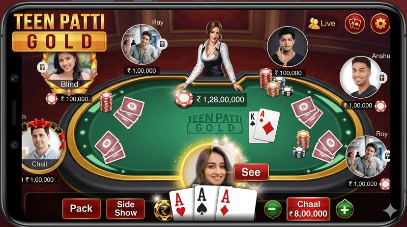 Classic Teen Patti card game inside Teen Patti Gold APK